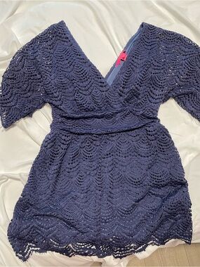 Lilly Pulitzer Parigi Navy Lace Romper